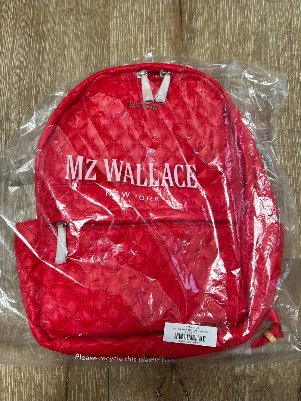 MZ Wallace Metro Backpack Quilted Bright Cherry new with tag